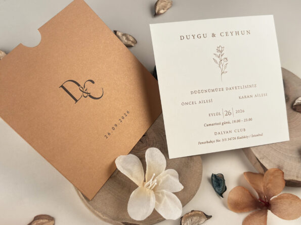 Invitatie eleganta nunta maro 17 x 17cm