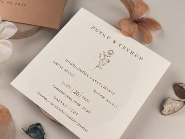 Invitatie eleganta nunta maro 17 x 17cm