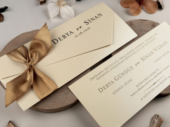 Invitatie nunta carton sidef 22 cm x 8,9 cm