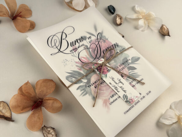 Invitatii nunta plexiglas cu flori 85842-elite