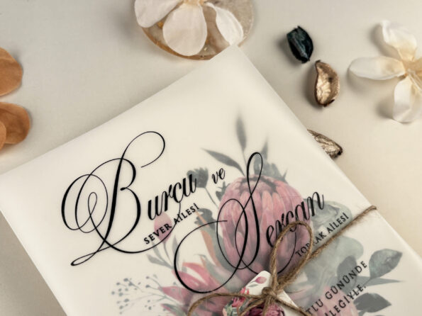 Invitatii nunta plexiglas cu flori 85842-elite