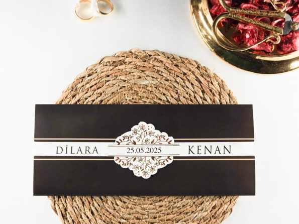 Invitatie nunta negru cu auriu 2489
