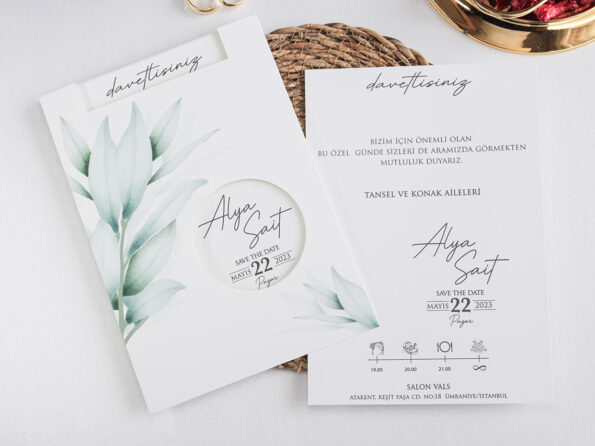 Invitatie nunta verde cu nuferi 2459