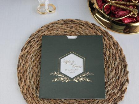 Invitatie nunta 2506 verde cu auriu