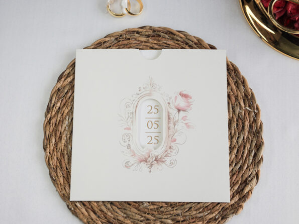 Invitatie nunta trandafiri roz 2482