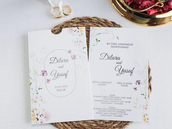 Invitatie nunta cu flori 2491 plic inclus