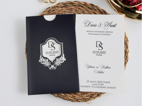 Invitatie nunta negru cu argintiu 2488