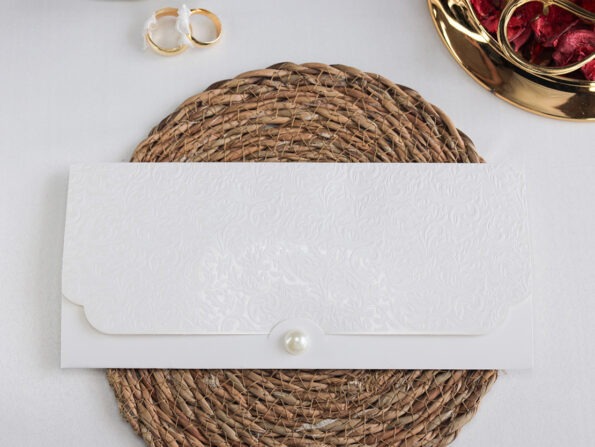 Invitatie nunta alba cu perla 2481