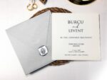Invitatie nunta plic inclus gri 2430