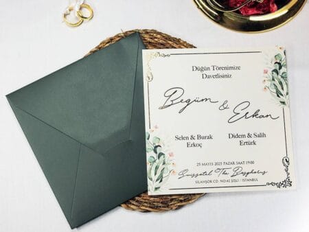 Invitatie nunta patrata verde 2438