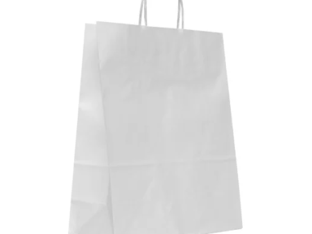 Sacosa hartie kraft cu maner rasucit, 22x10x29 cm, alba