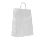 Sacosa hartie cu maner rasucit, alba, 39x14x41 cm, 50 buc