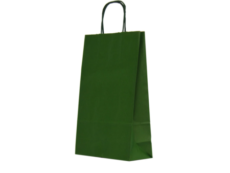 Sacosa cu maner rasucit hartie verde inchis