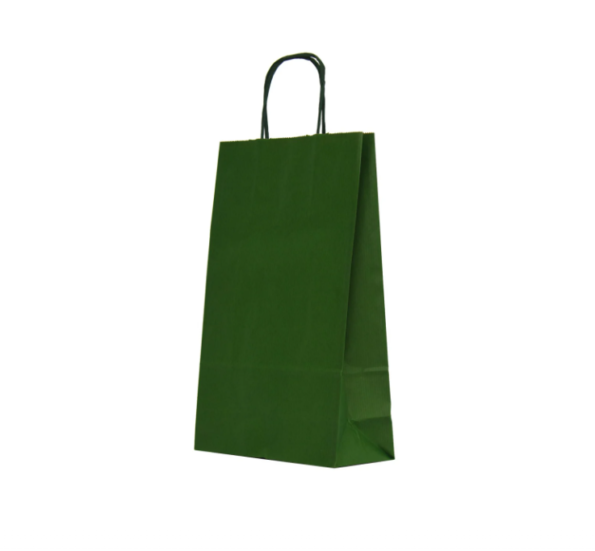 Sacosa cu maner rasucit hartie verde inchis