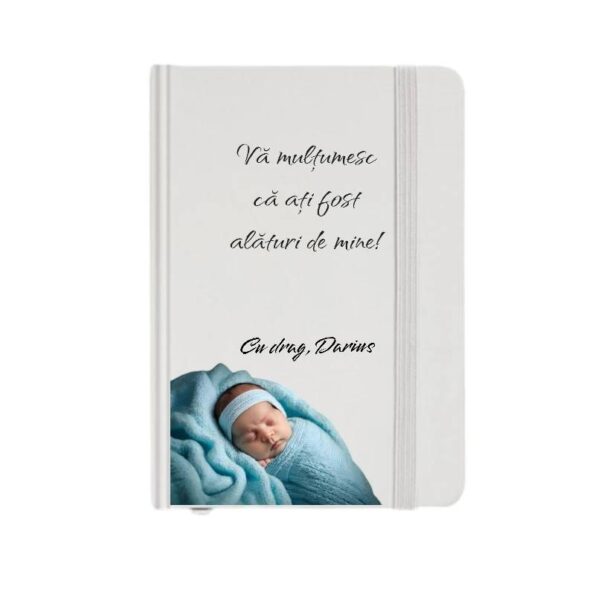 Cadouri pentru botezul nepoatei mele 3 idei Agenda A5 alba, coperta reciclata, 196 pagini, personalizat