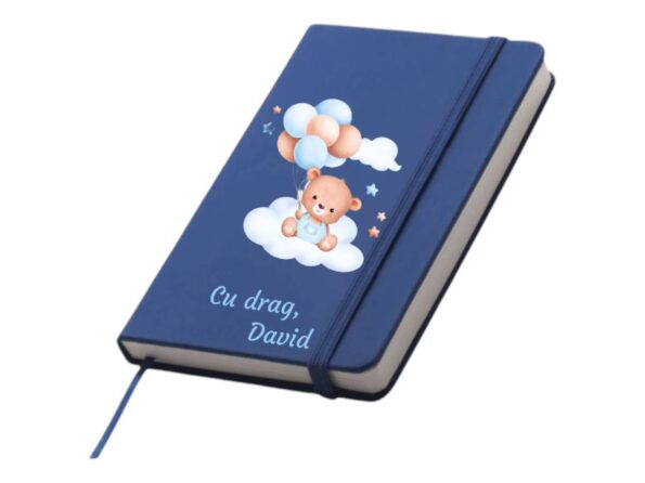 Notebook, albastru, marturia ideala, personalizat, pentru nunta sau botez, A6