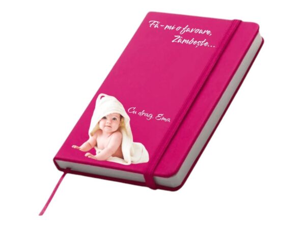 Notebook A6, roz, personalizabil, cadou de colectie