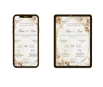 Invitatie online nunta aurie cu trandafiri