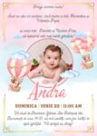 Invitatie online botez roz cu poza