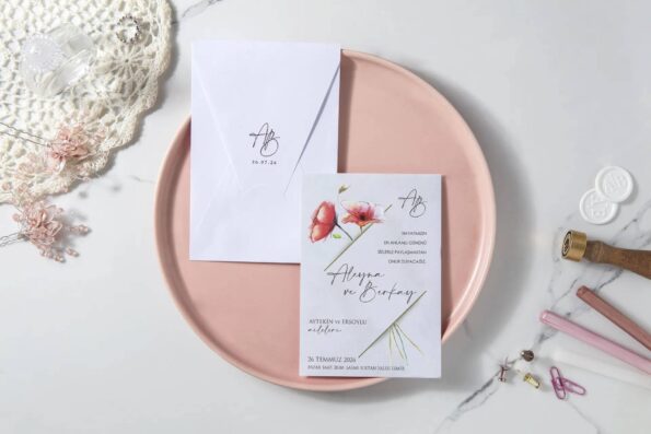 Invitatie nunta cu maci 7136