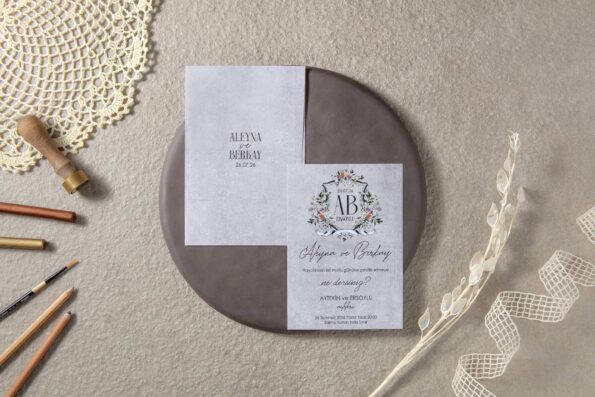 Invitatie nunta gri eleganta 7120