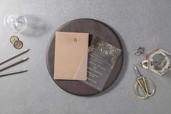 Invitatie nunta roz plexiglas 7154
