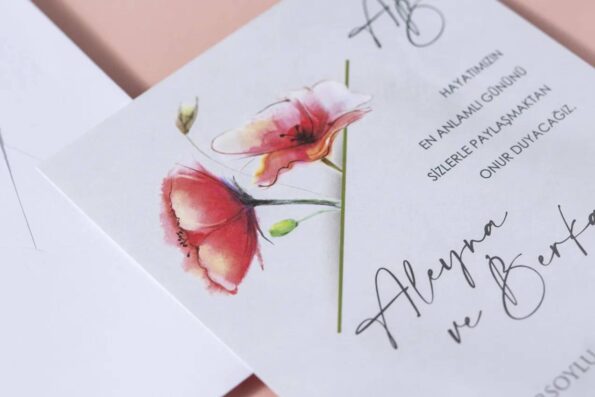 Invitatie nunta cu maci 7136