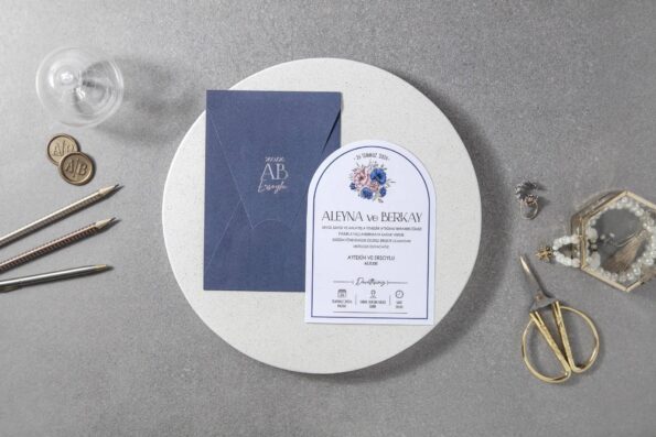 Invitatie nunta albastra carton 7110
