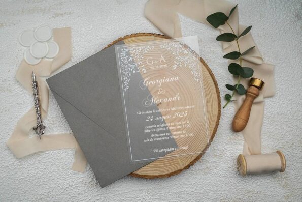 Invitatie nunta plexiglas 9368ek