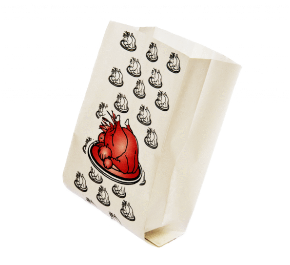 Punga rotiserie hartie 18x6,5x35cm alba rezistenta grasimi