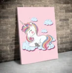 Tablou canvas Unicorn Roz: Magia culorilor in camera copilului
