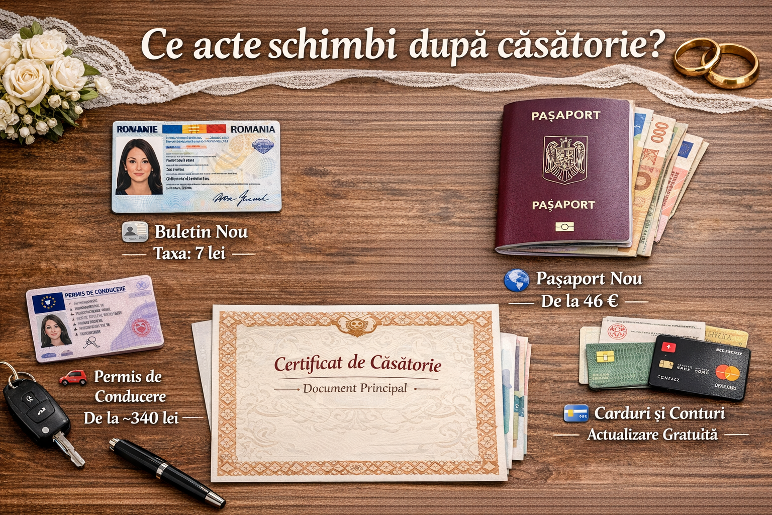 Ce acte schimbi dupa casatorie? Pasii de urmat in 2026 1 Ce acte schimbi dupa casatorie? Pasii de urmat in 2026