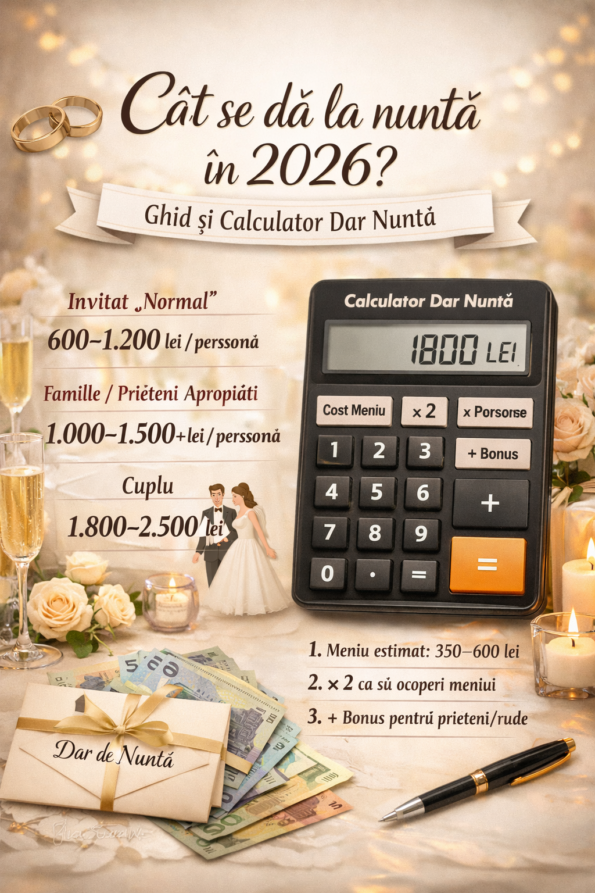 Cat se da la nunta in 2026? Ghid si Calculator Dar Nunta