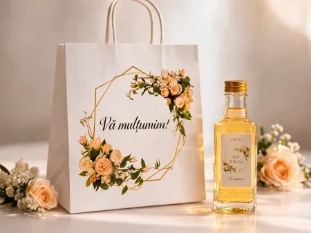 Set marturii nunta alb cu design floral cu trandafiri | eMarturii - EMPUB-SET119