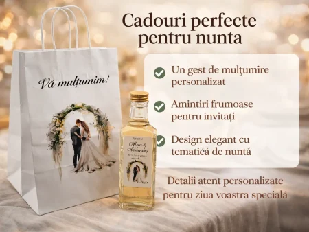 Set complet de marturii nunta cu model greenery si miri, eMarturii, 250ml