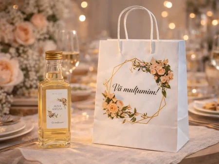 Set marturii nunta alb cu design floral cu trandafiri | eMarturii - EMPUB-SET119