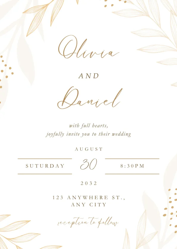 Invitatie Nunta Eleganta – Botanical Gold