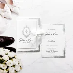 Invitatii de nunta alb cu argintiu 2606