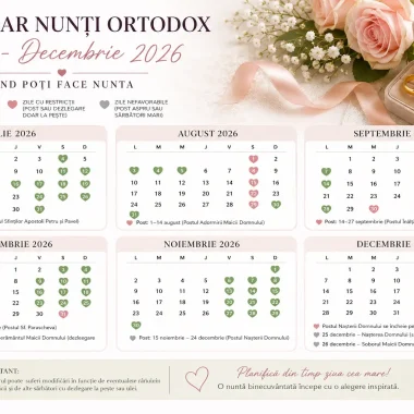 Calendar nunti ortodox iulie-decembrie 2026: cand poti face nunta 2 Plicuri bani nunta – ghid complet 2026