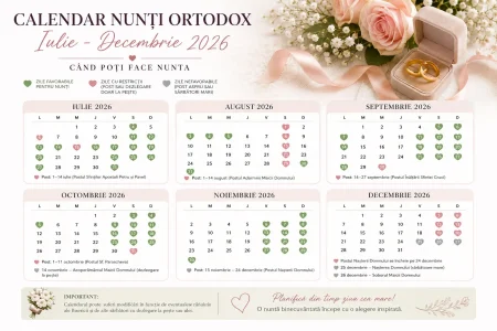 Calendar nunti ortodox iulie-decembrie 2026: cand poti face nunta 5 calendar nunti ortodox 2026
