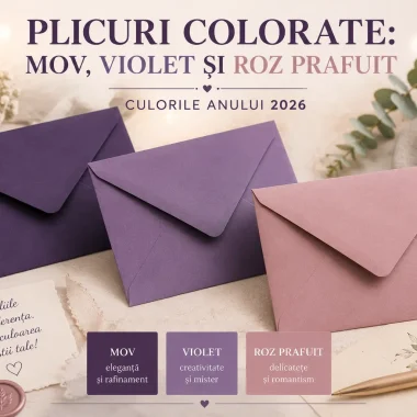 Plicuri colorate mov, violet si roz prafuit - culorile anului 2026 2 Cum imi planific nunta? Ghid complet pas cu pas 2026